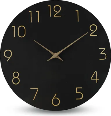 Produktbild von Runde Holzuhr, schwarz, 30 cm, batteriebetrieben, stil