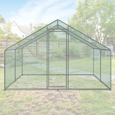 Immagine prodotto di Yakimz 3x3x2m pollaio pollaio galvanizzato gabbia per conigli gabbia per pollame tetto gabbia