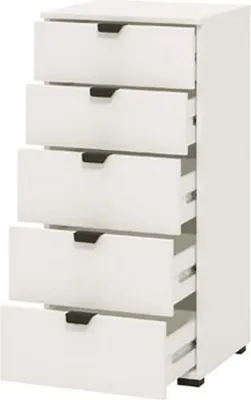 Immagine prodotto di Dmora Cassettiera Mainarda 45x40x95h cm Bianco, 5 Cassetti Apertura Scorrevole