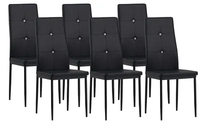 Produktbild von Albatros Esszimmerstühle DIAMOND 6er Set, Schwarz - Edler Diamant-Look, Polsterstuhl Kunstleder-Bezug, Modernes Stilvolles Design am Esstisch Küchenstuhl Stuhl Esszimmer hohe Belastbarkeit