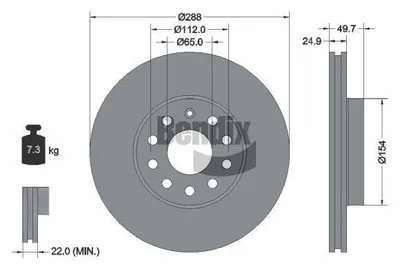 Produktbild von BENDIX Braking Bremsscheibe Vorne für VW Golf VII Schrägheck (5G1, BQ1, BE1, BE2) 288mm BDS1015HC