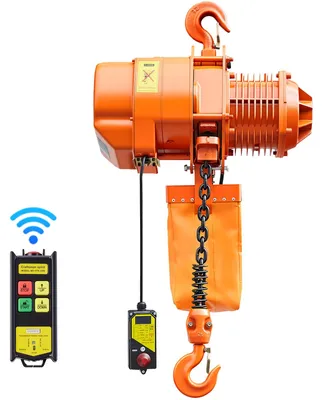 Productafbeelding van VEVOR Elektrische kettingtakel, 2000 kg, 6 meter hefhoogte, driefasige brugkraan met 100 meter draadloze afstandsbediening, G100-ketting en noodstop. Elektrische kettingtakel voor fabrieken, magazijnen en garages