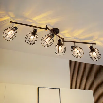 Zdjęcie produktu dla ZMH reflektor sufitowy 6 płomieni lampa sufitowa lampa sufitowa do sypialni reflektor sufitowy vintage kryształowy abażur lampa sufitowa E14 czarny retro 350° obrotowy reflektor do sypialni (bez żarówki)