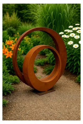 Produktbild von 2 Stück Edelrost Gartenskulptur aus Metall