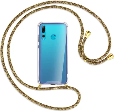 Produktbild von Handykette Backcover-Schutzhülle mit Band (Metall goldfarben) für Huawei P Smart Plus 2019 - braun+beige