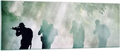 Produktbild von Bilder auf glas - Soldat Gewehr - 140x50cm - Glasbilder - Wandbilder - Kunstdruck - zum Aufhängen bereit - Wanddekoration aus Glas - Glas Bilder - Wandbild auf Glas - Einteilig - GAB140x50-3976