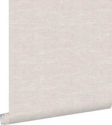 Imagen del producto de ESTAhome papel pintado liso con efecto lino marrón agrisado 53 cm x 10.05 m