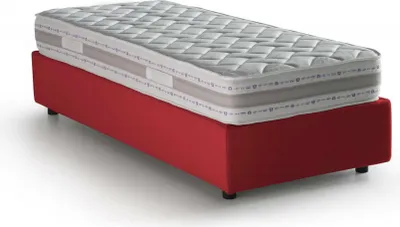 Produktbild von Einzelbett Amelia, Containerbett mit Stoffbespannung, 100%  Italy, Frontöffnung, inklusive Matratze Cm 80x190, Rot
