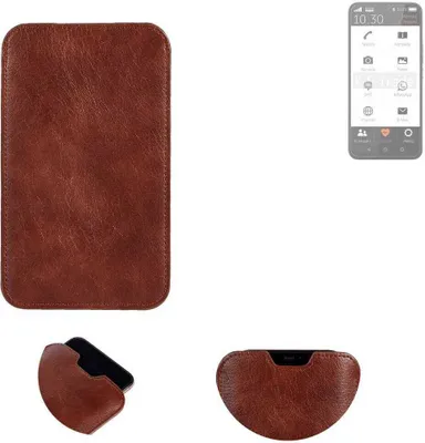 Produktbild von K-S-Trade Schutzhülle Handyhülle kompatibel mit Gigaset GS5 Senior Handytasche Kunstleder Sleeve in braun