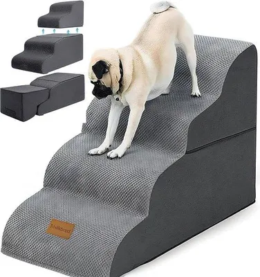 Immagine prodotto di 2025 Scala a 4 gradini per cani per letti alti, scala a pioli 2 in 1 per cani di piccola taglia e gatti, scala senza pieghe per salire sui letti alti, scala per cani antiscivolo e stabile per interni