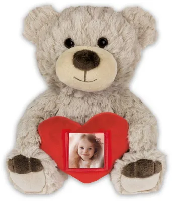 Produktbild von Teddy Herz Bilderrahmen creme 3,5x4,5 cm 23 cm hoch Geschenk Plüschfigur