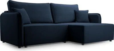 Image de Selsey Kassian - Canapé d'angle avec fonction sommeil et coffre de lit, bleu marine, droite