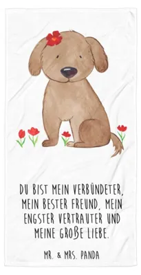 Produktbild von Mr. & Mrs. Panda Duschtuch Hund Dame - Weiß - Geschenk, Liebe, Hunde, Sprüche, Liebenswert, Duschhandtuch, Frottee-Handtuch, Strandtuch, Lieb, Großes Badehandtuch