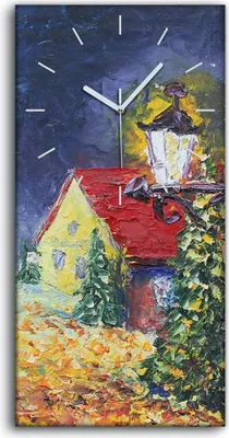 Produktbild von Wandbild Leinwand Bilder Wanduhr 30x60 Gemälde Stadt Park Bäume Bank Herbst - weiße Hände