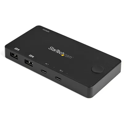 Produktbild von StarTech.com 2 Port USB C KVM Switch, 4K 60Hz HDMI, Compact Dual Port UHD USB Type C Desktop Mini KVM Switch with USB C Cables, Bus Powered, MacBook iPad Pro ThinkPad IdeaPad EliteBook