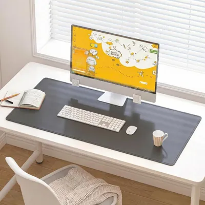 Obrázek produktu pro Podložka na psací stůl, rozměry 90 x 43 cm, černá, umělá kůže, vzhled semiše