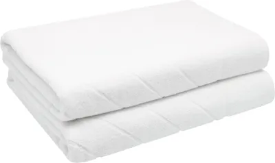 Produktbild von 2er Set Duschtücher, Baumwolle, 70x140 cm, weiß mit Diagonalstreifen