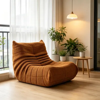 Produktbild von STILVORA Indoor-Sitzsack Schlafsofas Lazy Sofa mit Rückenlehne, faltbarer Einzelsofa mit Hochelastischer Schwammrahmen， Teddysamt, Orange