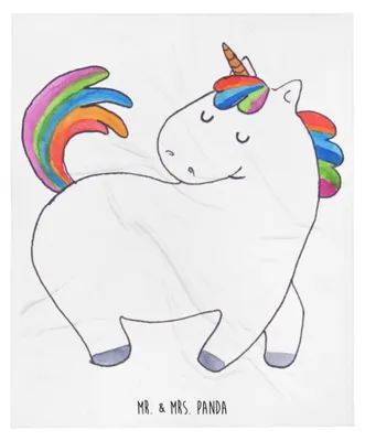 Produktbild von Mr. & Mrs. Panda Kuscheldecke Einhorn Stolzieren - Weiß - Geschenk, Bettdecke, Pferd, Decke, Freundin, Unicorn, Bettüberwurf, Tagesdecke, Wohndecke, Anders, Stolz