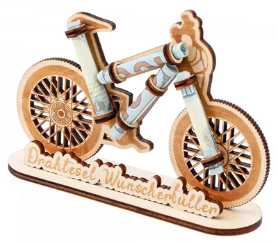Produktbild von Ein Fahrrad aus Holz als Geldgeschenk, Wunschgeschenk, Dekorationsgeschenk, kreatives Geburtstagsgeschenk für Radfahrer, Freunde und Familie