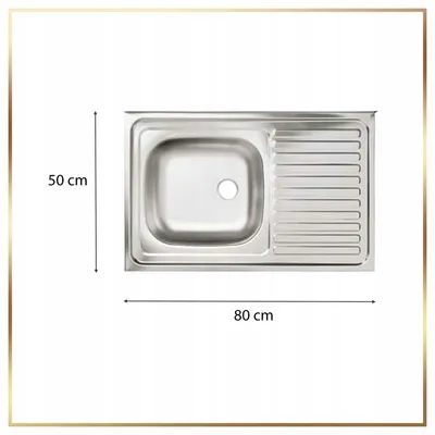 A top-down view of a stainless steel kitchen sink with dimensions indicated.