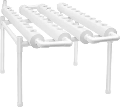 Image de Kit de culture hydroponique - Système hydroponique vertical - 36 emplacements pour plantes - 4 tubes, 1 niveau - PVC-U - Avec pompe à eau - Pour l'intérieur, légumes à feuilles - Blanc