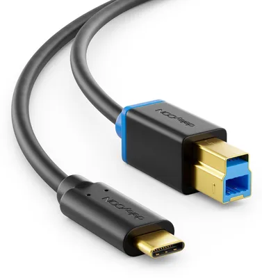 Produktbild von deleyCON 1m USB 3.0 Drucker Scanner Kabel USB-C auf Typ B - Schwarz