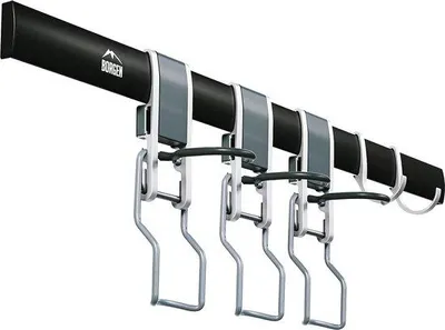 Produktbild von Unyqoos® Fahrrad-Wandhalter vertikal – platzsparende Wandhalterung für 2 Fahrräder (E‑Bike, MTB, Rennrad, Kinderbike), stufenlos verstellbar, legierter Stahl, schwarz-grau, bis 31 kg