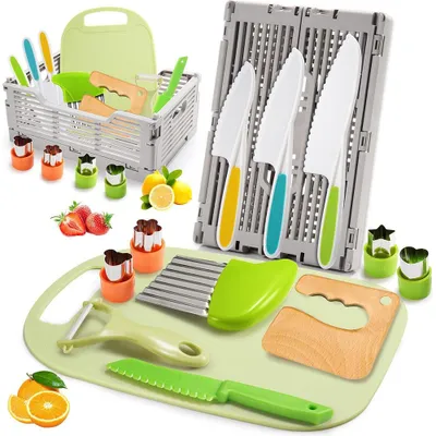 Image de Couteau de cuisine pour enfants Couteau de cuisine pour enfants Set de 13 couteaux de cuisine pour enfants, pour couper et cuisiner des fruits ou des légumes pour les jeunes enfants