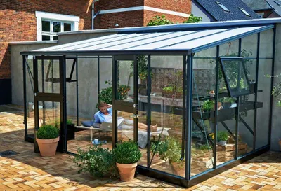 Produktbild von Juliana Gewächshaus Veranda Gewächshaus aus Metall in Silber, Anzuchthaus mit 3 mm Wandstärke, Treibhaus mit Montagematerial