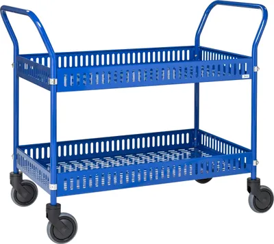 Produktbild von Kongamek Tischwagen mit Rand 1130x550x940mm Ladefläche in blau ohne Bremse