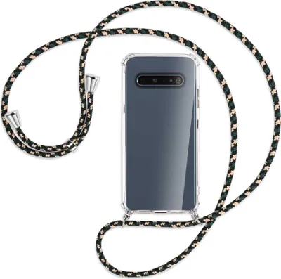 Produktbild von Handykette Backcover-Schutzhülle mit Band (Metall silberfarben) für LG V60 ThinQ - camouflage