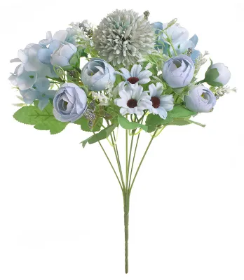 Immagine prodotto di Fiore artificiale, squisito, realistico, in tessuto di seta, seta artificiale, per fotografia, matrimoni, casa, negozio, decorazione, blu