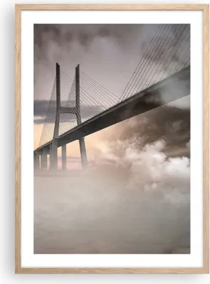 Produktbild von Gerahmtes Poster - Rahmen in heller Eiche - Brücke Nebel Wasser - 50x70 cm - Wand Bild - Wanddeko - Wandbilder - Wandposter - Bilderrahmen - Bilder - Kunstdruck - Wandbild - P2NPA50x70-3525