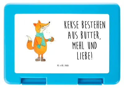 Produktbild von Mr. & Mrs. Panda Lunchbox Fuchs Keks - Weiß - Geschenk, Plätzchen, Frieren, Bentobox, Vorratsbehälter, glücklich, Bento Box, Frischhaltedose, Weihnachten, Brotbehälter