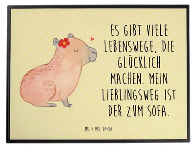 Produktbild von Mr. & Mrs. Panda Schreibunterlage Capybara Blume - Gelb Pastell - Geschenk, Schreibtischauflage, schreibtischunterlagen, tischpad, schreibtischunterlage, tischmatten
