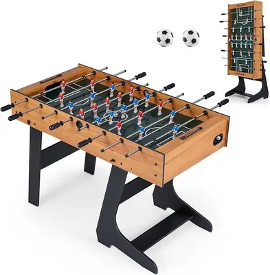 Imagen del producto de Mesa de futbolín plegable, mesa de futbolín de madera para 2-4 jugadores