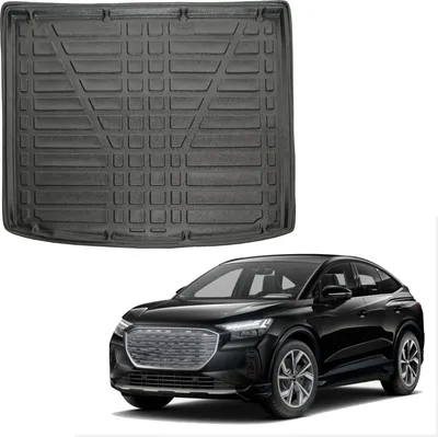 Image de Tapis De Coffre Sur Mesure Pour Audi Q4 e-Tron Depuis 2021, Noir, Antidérapant, Bord Haut, Toutes Saisons