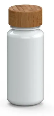 Immagine prodotto di Borraccia "Natural" da 400 ml - a tenuta stagna e senza BPA - borraccia leggera in Tritan con tappo in bambù per lo sport - Bianca