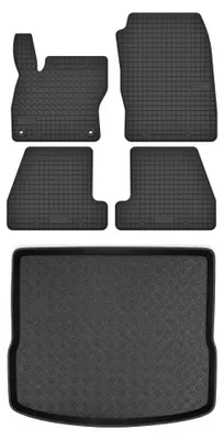 Productafbeelding van Rubberen automatten + kofferbakmat voor Ford Focus MK3 2015-2018 (stationwagen) – 5-delig, zwart, op maat – Wielganizator