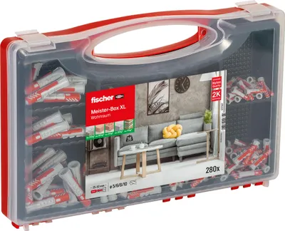 Obrázek produktu pro fischer 577157 fischer Meister-Box Wohnraum 577157 Universaldübel-Sortiment, 280-teilig