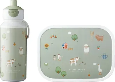 Produktbild von Pausenset Campus (Trinkflasche Pop-up + Brotdose) Little Dutch - Little Farm