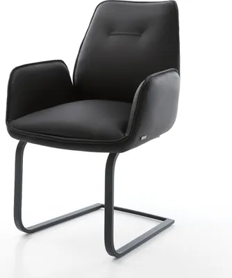 Produktbild von DELIFE Freischwinger Zoa-Flex Echt-Leder Schwarz Freischwinger flach Schwarz Taschenfederkern
