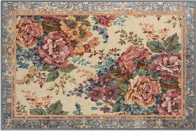 Produktbild von Verschnörkelt Floral Retro Look – Vinylteppich – 100x150 cm – Outdoor Teppich – Terrasse – Wetterfest – Modern
