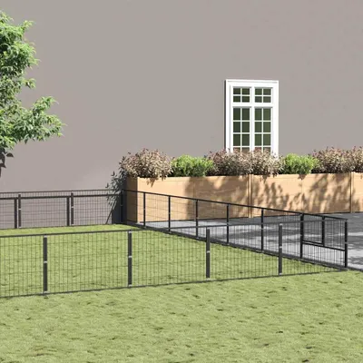 Produktbild von vidaXL Hundezwinger Schwarz 56 m² Stahl