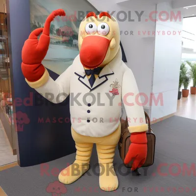 Zdjęcie produktu dla Kremowy REDBROKOLY Lobster-maskotkostyme-karakter kledd med blazer i håndvesker