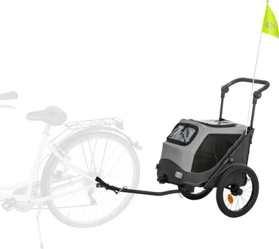 Produktbild von TRIXIE Fahrradanhänger für Hunde, schnell zusammenklappbar - grau - 58 × 93 × 74/114 cm