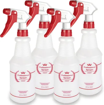 Productafbeelding van Plastic spuitfles (4 stuks, 24 ounce, alles) Heavy Duty spuitflessen Lekvrije nevel lege waterfles voor reinigingsoplossing planten huisdier met