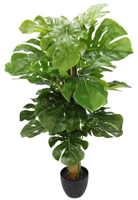 Künstliche Monstera-Pflanze, 90 cm, grün, im Kunststofftopf
