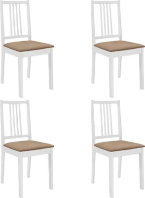 Immagine prodotto di The Living Store Sedie da pranzo con cuscini 4 pz. Legno massiccio bianco